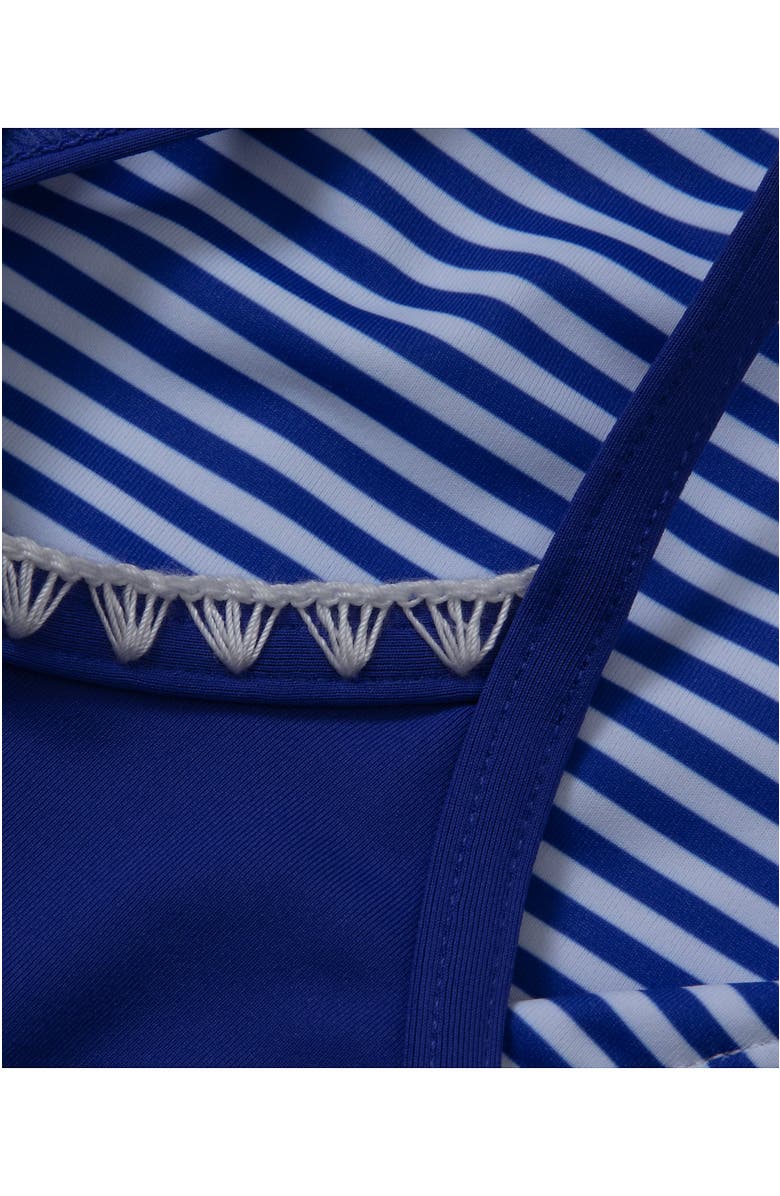 Lands' End Girls Chlorine Resistant Short Sleeve Rash Guard Swim Top and Bikini Set, Alternate, color, Red/White/Blue Floral