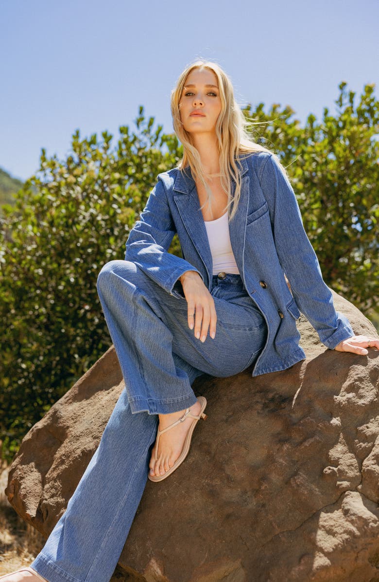 matty m. Nash Double Breasted Denim Blazer, Alternate, color, Denim