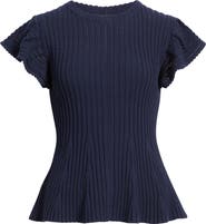 Caslon® Flutter Sleeve Pima Cotton Sweater