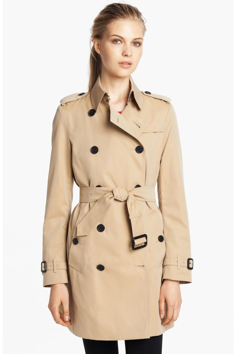 'Buckingham' Double Breasted Cotton Trench, Main, color, HONEY