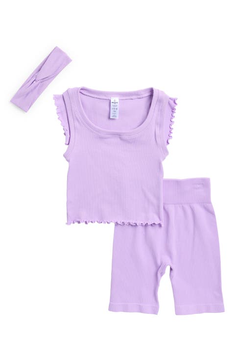 Kids' Ruffle Rib Top, Bike Shorts & Headband Set (Big Kid)