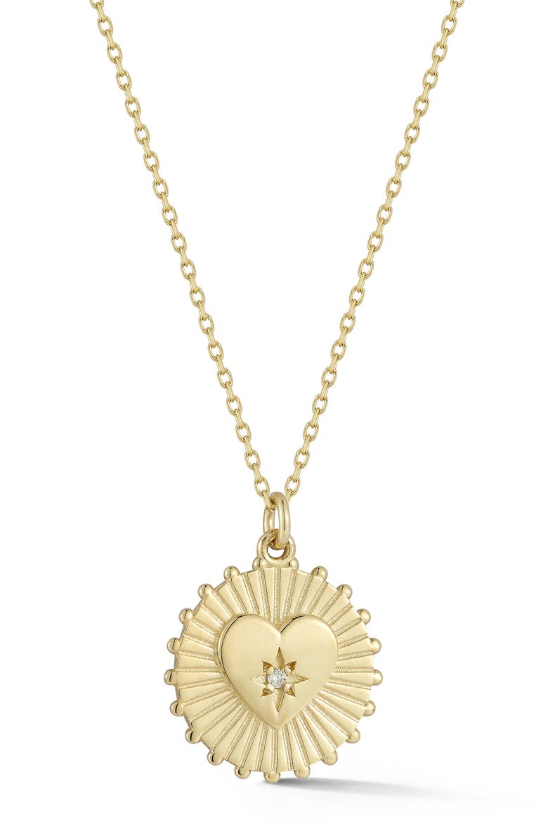 Diamond Bursting Heart Pendant Necklace, Main, color, GOLD