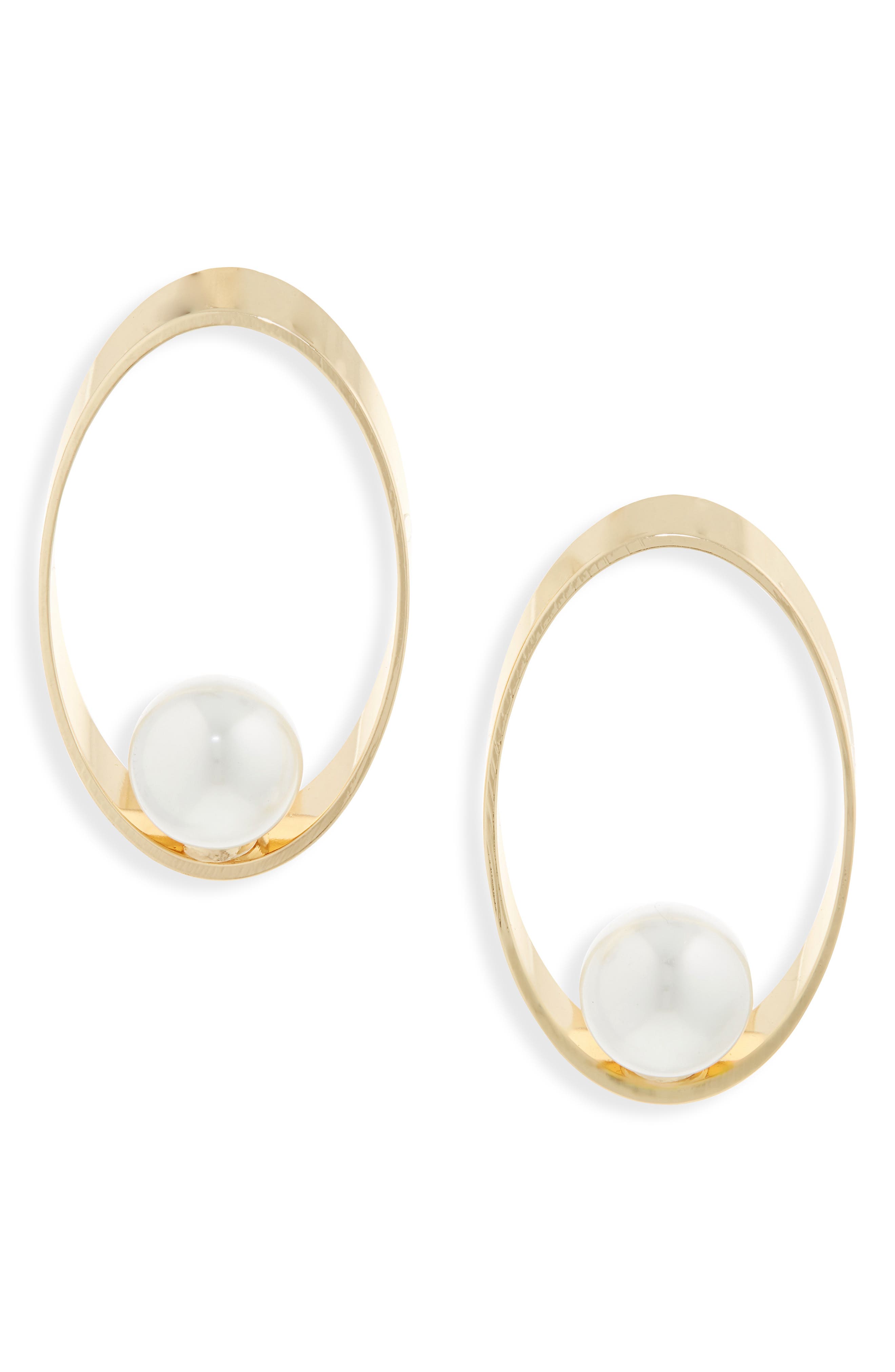 Cara Faux Pearl Statement Frontal Hoop Earrings