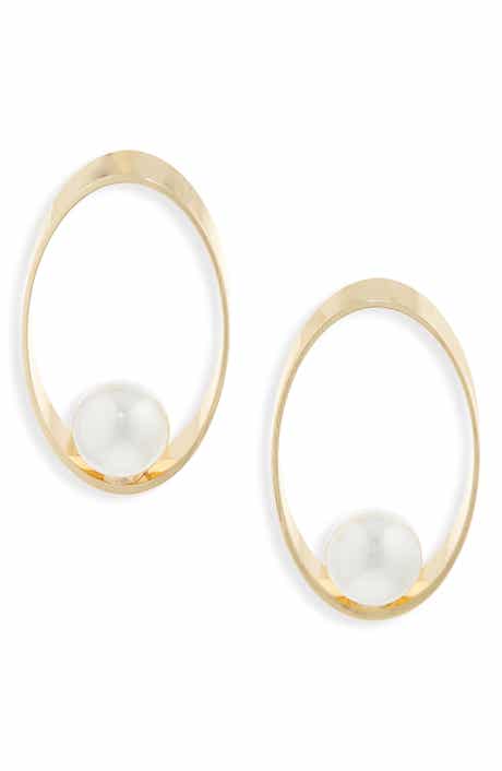 Cara Faux Pearl Statement Frontal Hoop Earrings