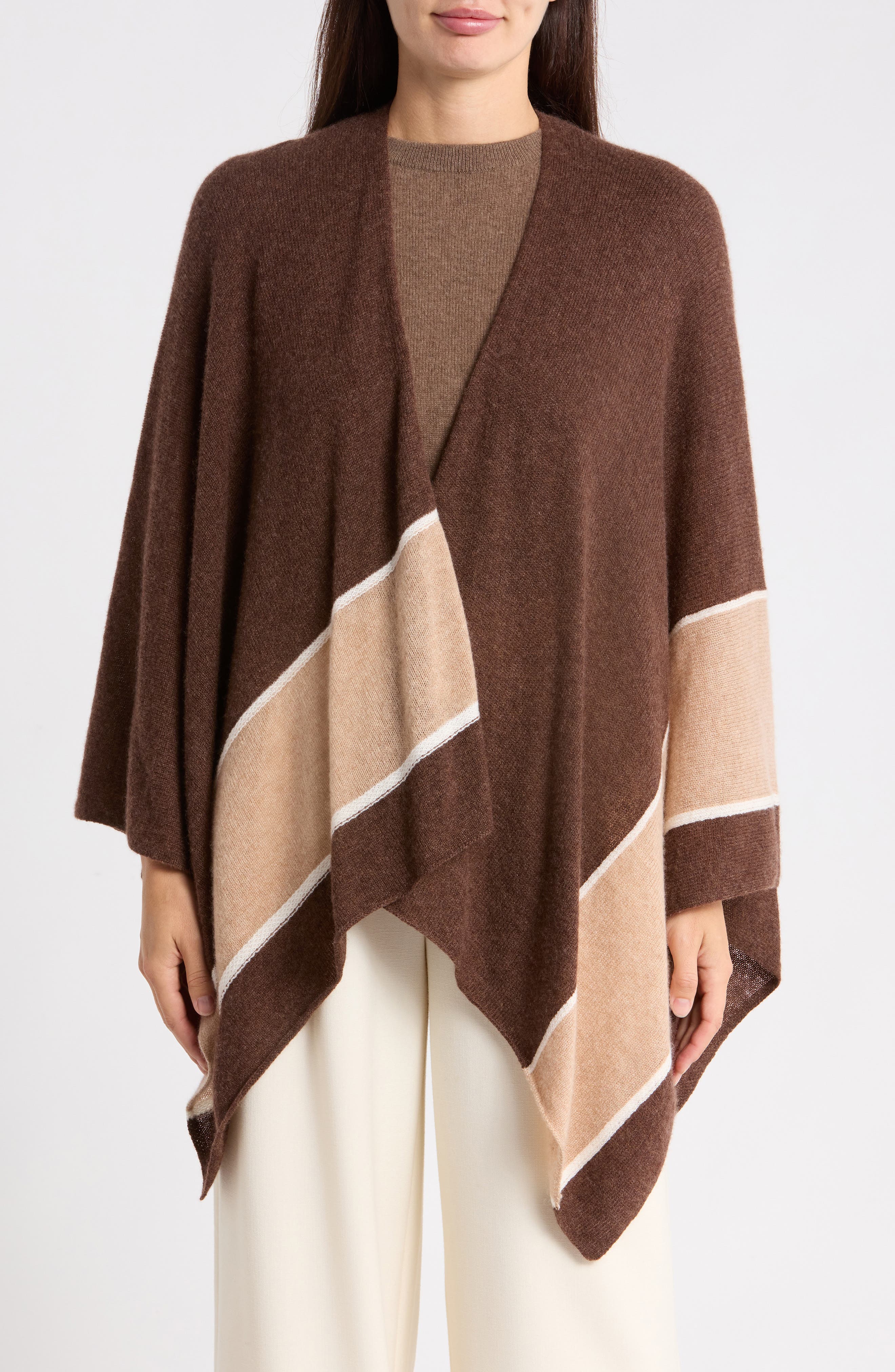 Harriet Colorblock Cashmere Poncho