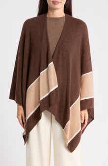 Harriet Colorblock Cashmere Poncho