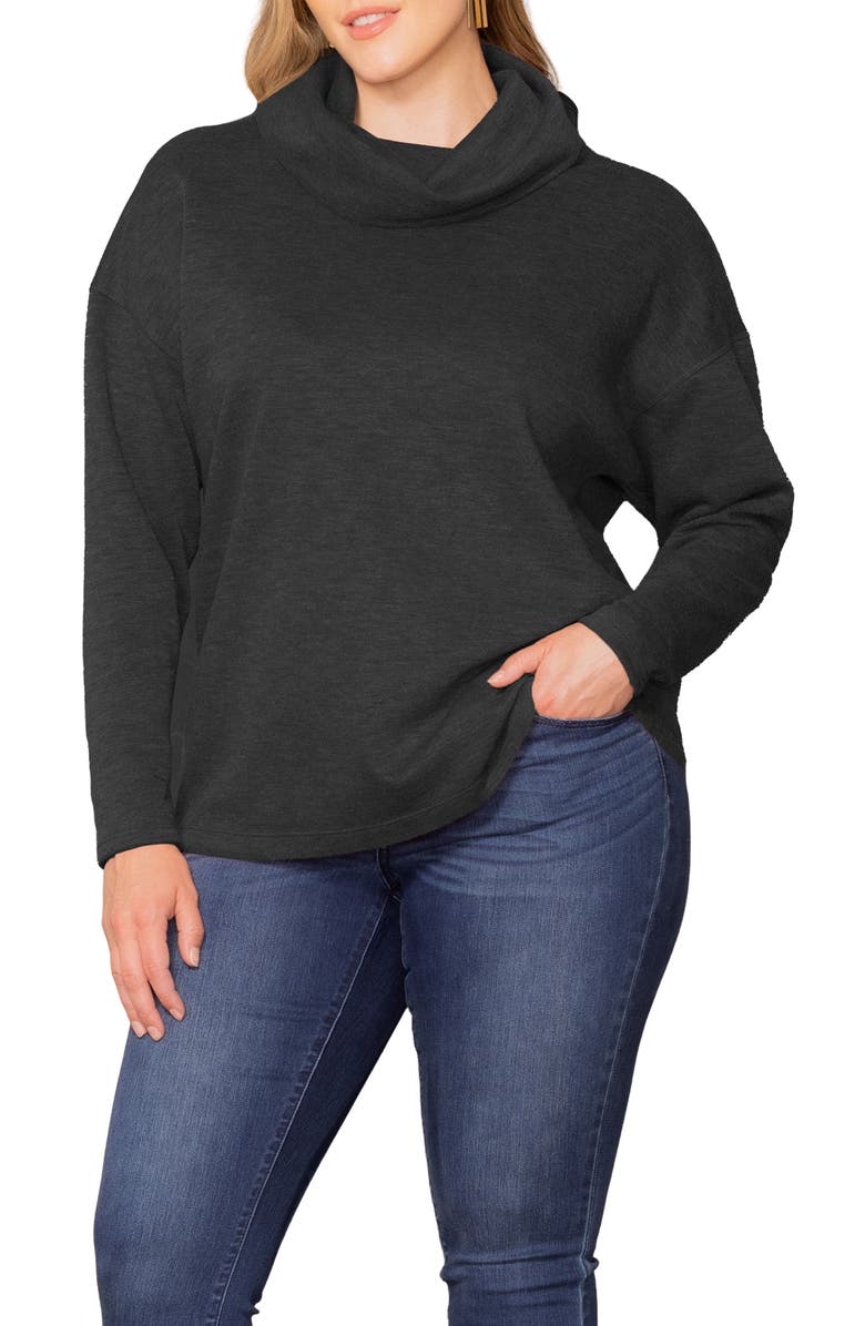 Kiyonna Astrid Turtleneck Sweater, Main, color, Black Noir