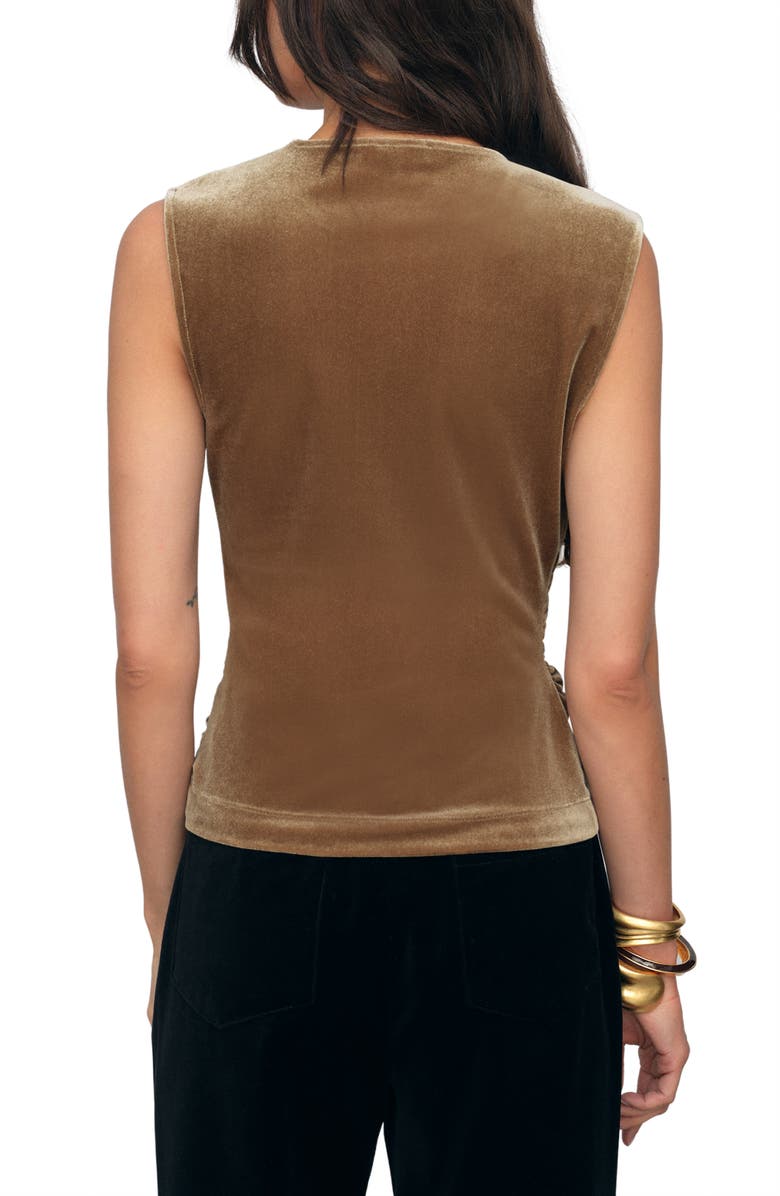 Reiss Scarlett Sleeveless Ruched Velour Top, Alternate, color, Gold