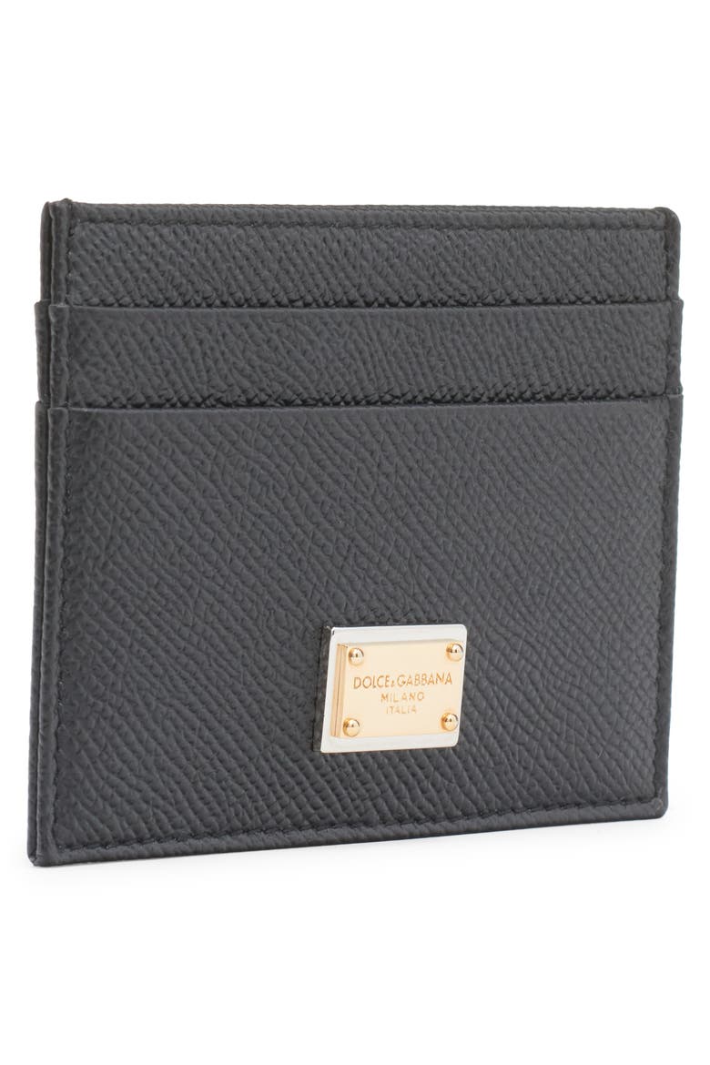 DG Placard Calfskin Card Holder, Alternate, color, BLACK