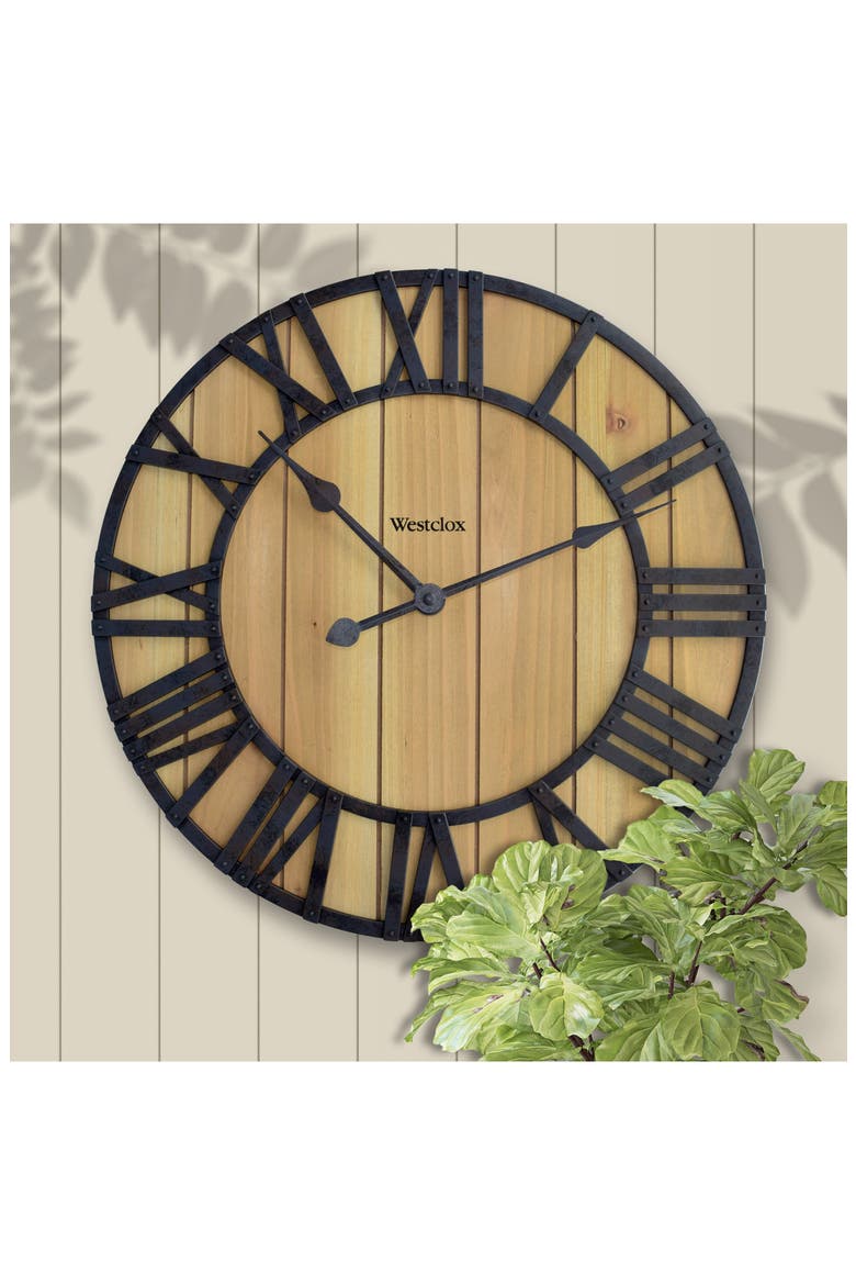 Wood Grain Wall Clock, Alternate, color, BROWN
