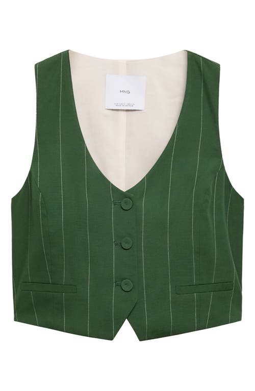 Shop Mango Pinstripe Suit Vest In Green