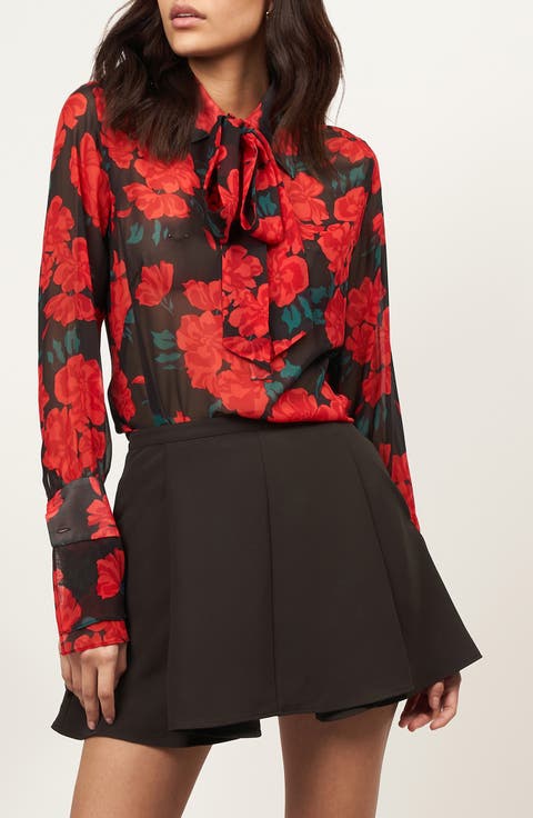 Mahalia Floral Tie Neck Silk Top