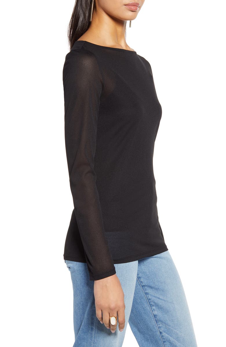 Halogen<sup>®</sup> Bateau Neck Mesh Top, Alternate, color, 