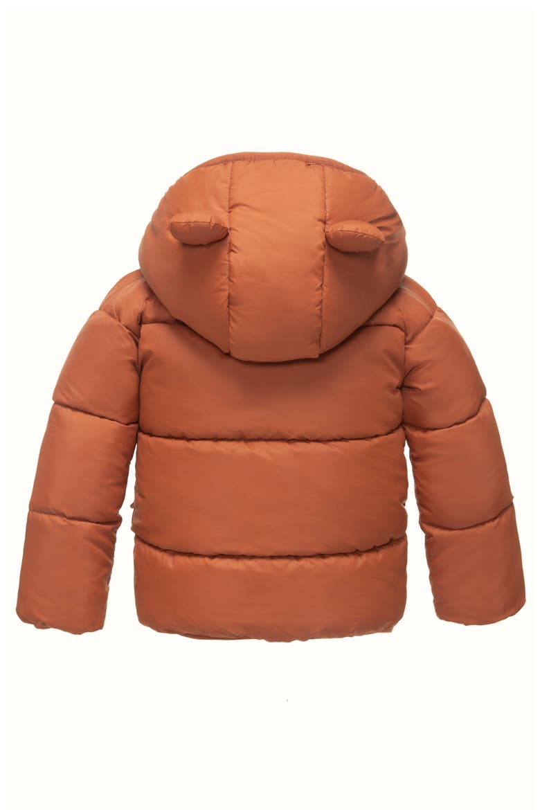 Baby Fleece Lined Bear Puffer Jacket, Alternate, color, Orange