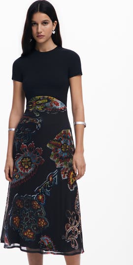 Mixed Media Midi Dress
