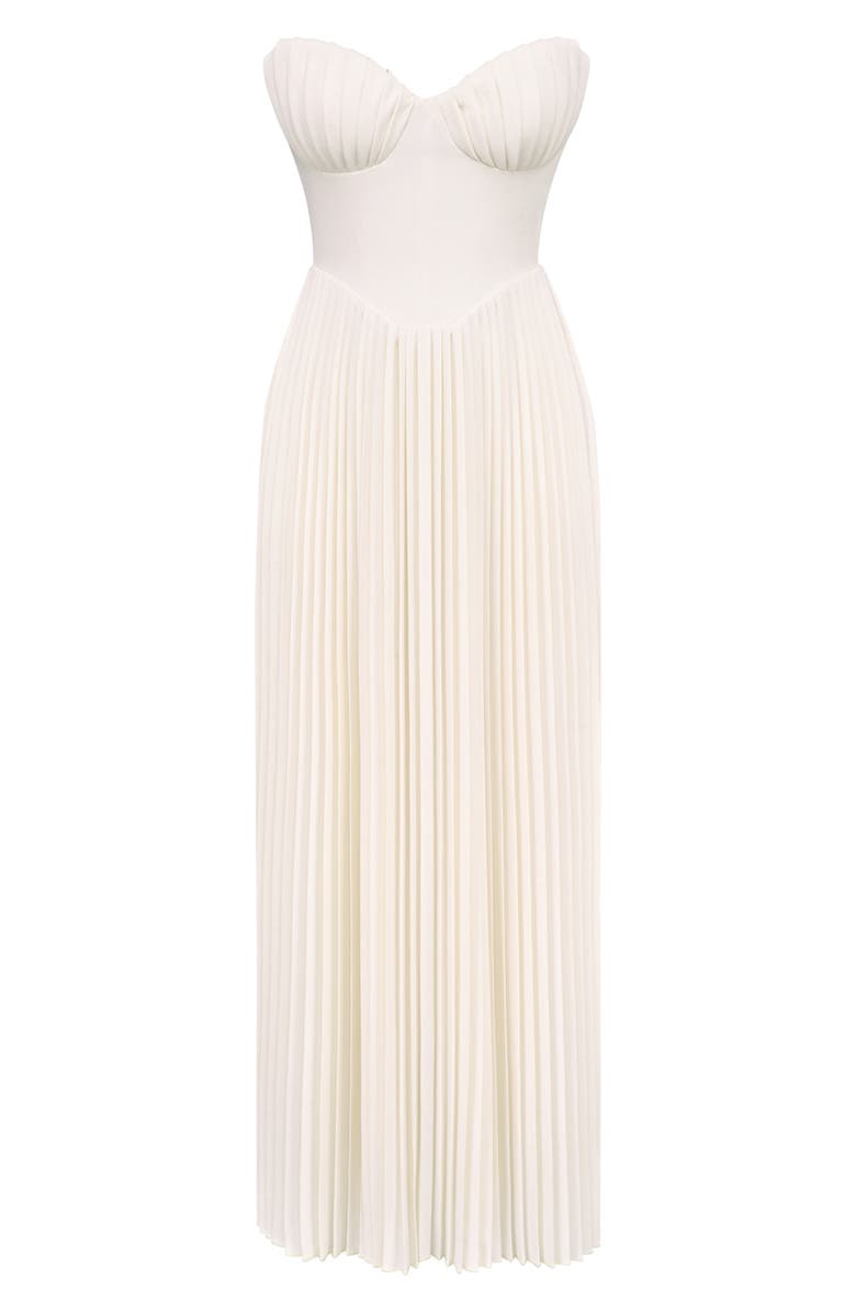 HOUSE OF CB Marcella Strapless Pleated Georgette Gown, Alternate, color, Ivory
