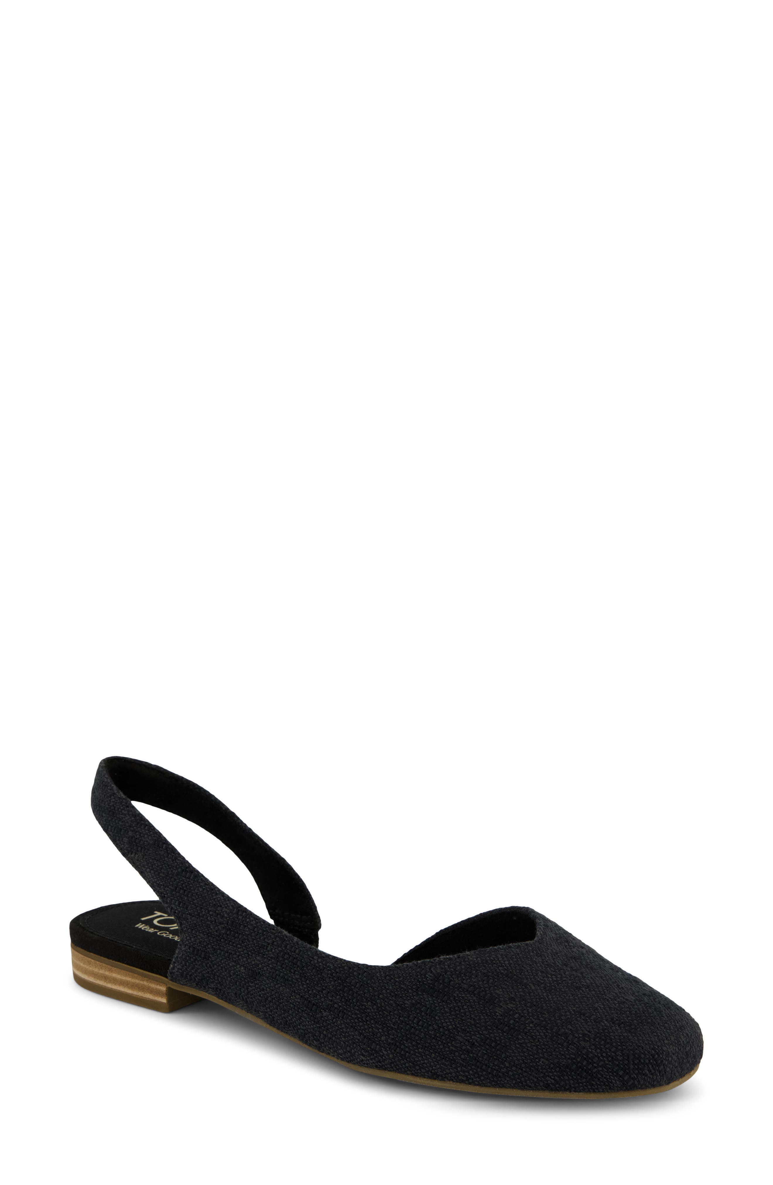 TOMS Alene Slingback Half d'Orsay Flat, Main, color, Black Two Tone Textile