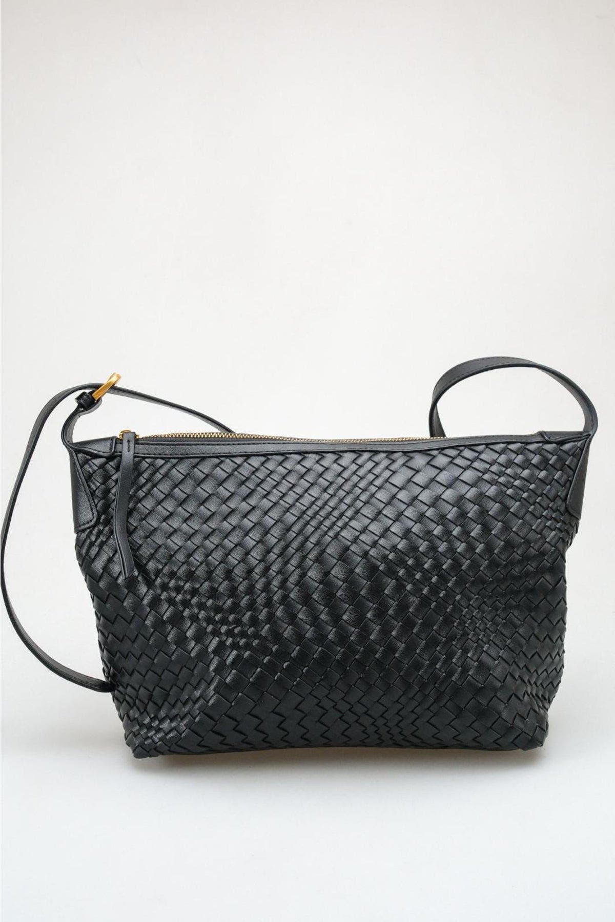 Prologue Shoes Kira Woven Shoulder Bag, Alternate, color, Black