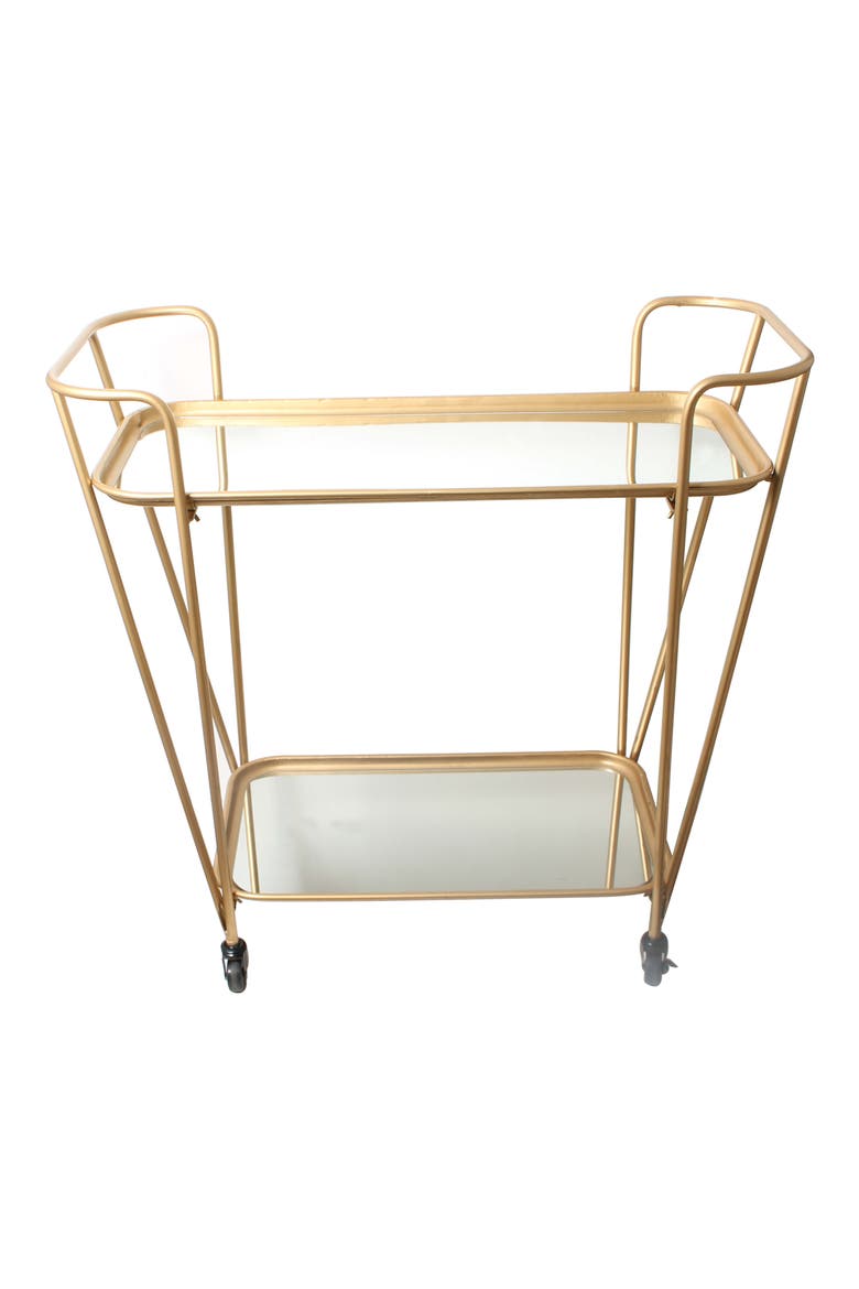 Metal Mirrored Rolling Bar Cart, Alternate, color, METALLIC GOLD