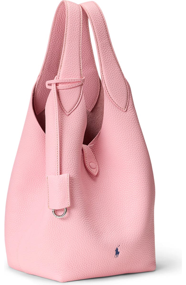 Polo Ralph Lauren Shiny Drum Pebbled Leather Tote, Alternate, color, Cotton Candy