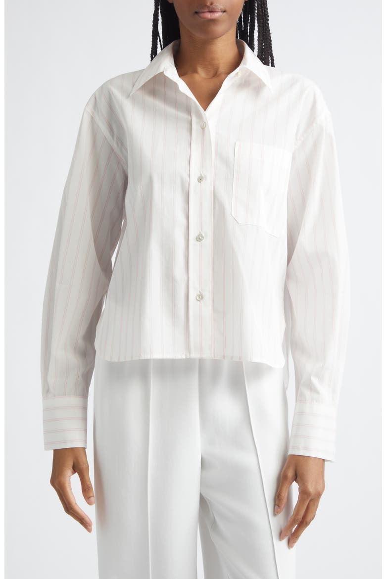 Stripe Crop Poplin Shirt, Main, color, OFF WHITE/ CASA ROSA