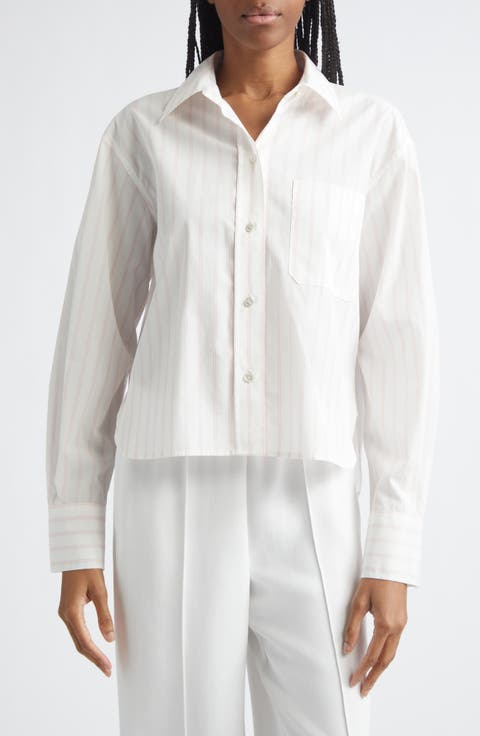 Stripe Crop Poplin Shirt