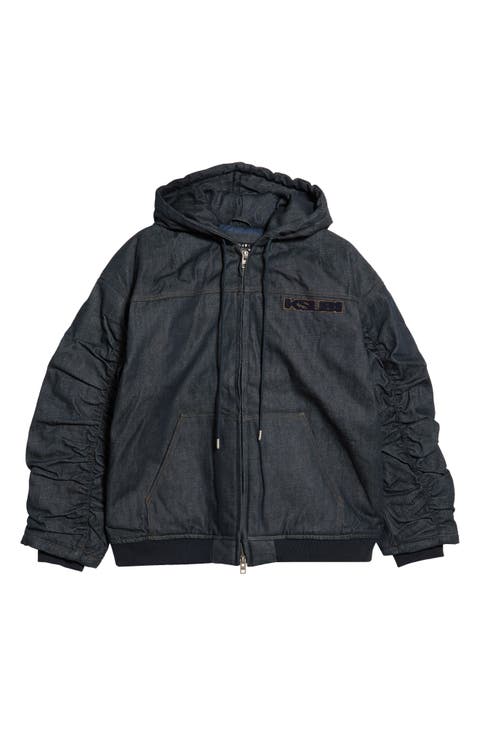 Sott Slouchy Hooded Denim Bomber Jacket