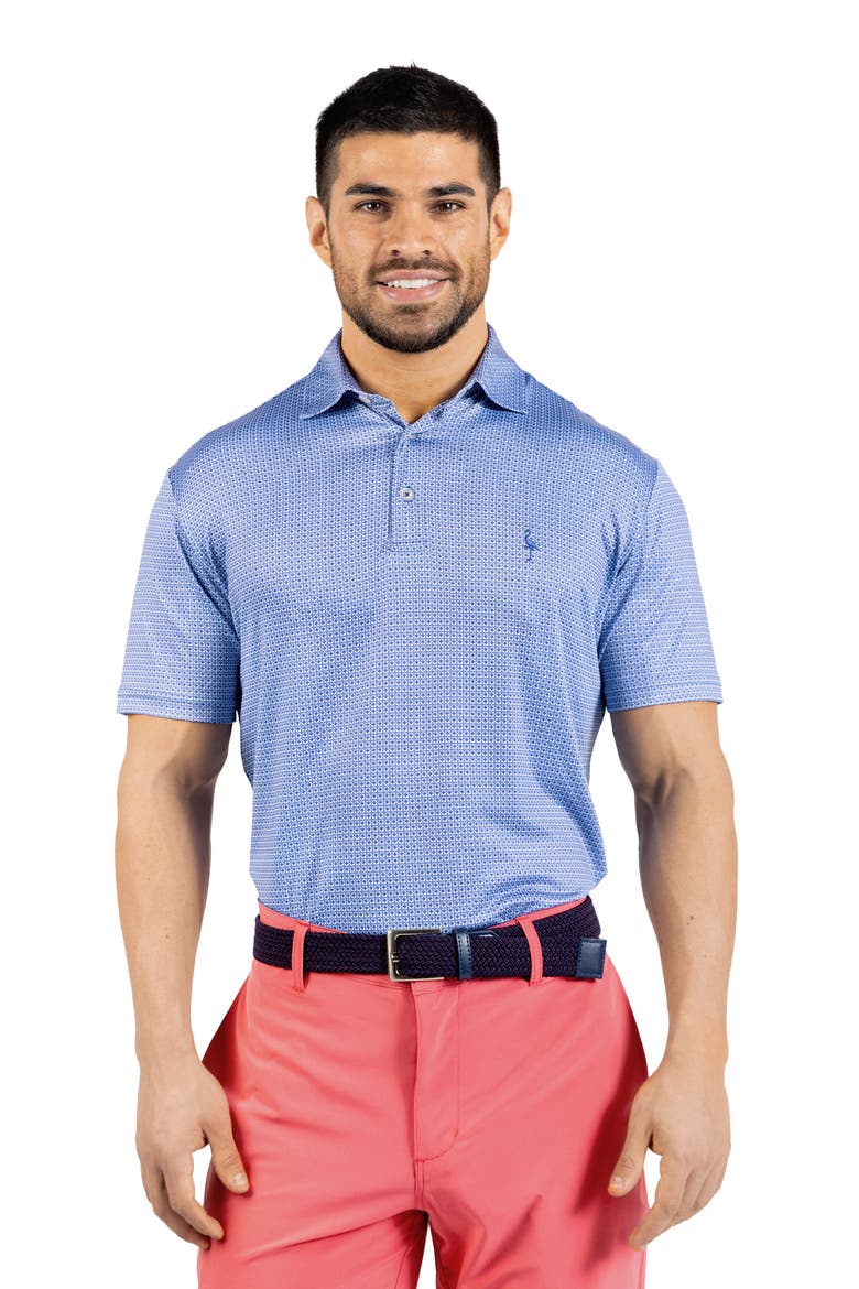 Mosaic Tiles Printed Performance Polo, Alternate, color, DENIM