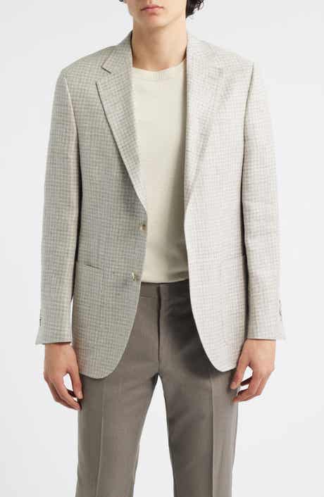 Hyperlight Soft Tan Check Linen & Wool Blend Sport Coat
