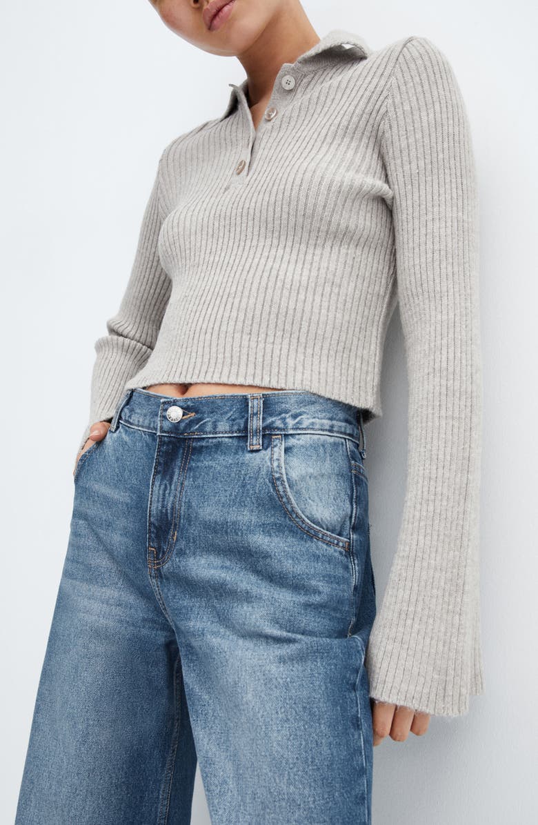 MANGO Low Rise Wide Leg Jeans, Alternate, color,