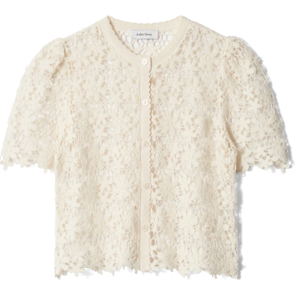 & Other Stories Floral Open Stitch Cardigan In White