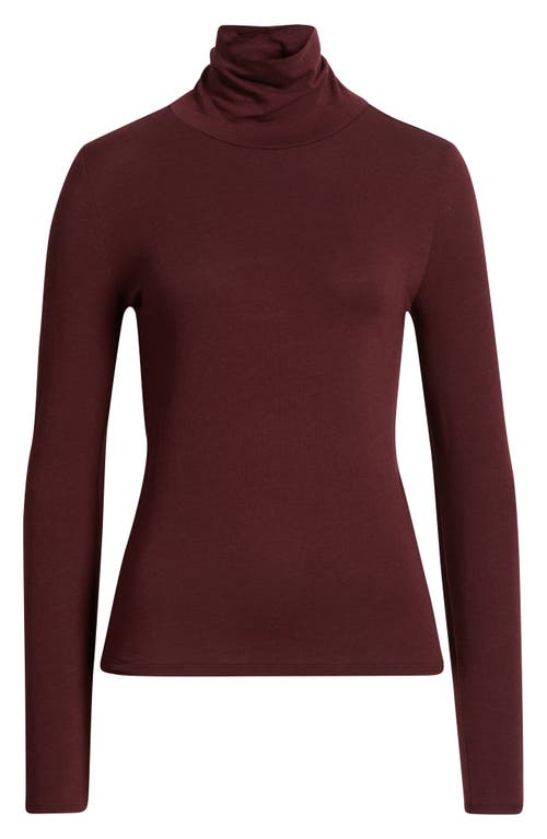 Eileen Fisher Turtleneck Stretch Organic Cotton Blend Top In Brown