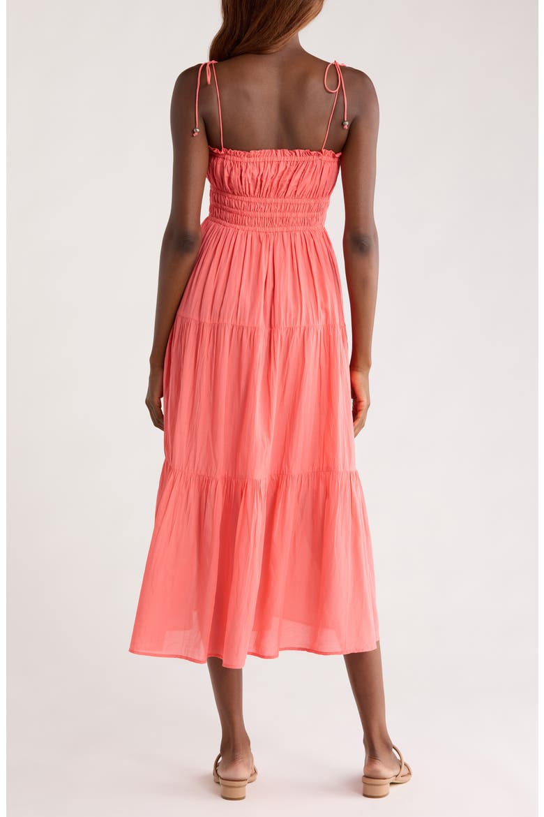 Smocked Cover-Up Midi Dress, Alternate, color, CORAL