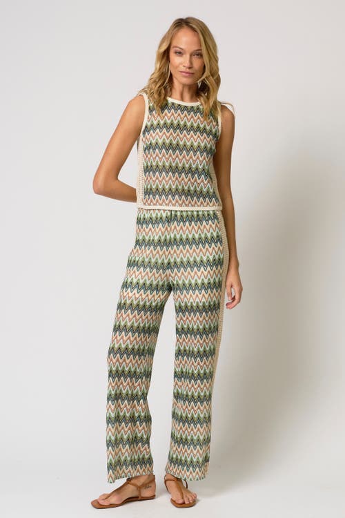 Central Park West Celine Rainbow Crochet Knit Button-Back Shell in Neutral Multi at Nordstrom, Size Medium