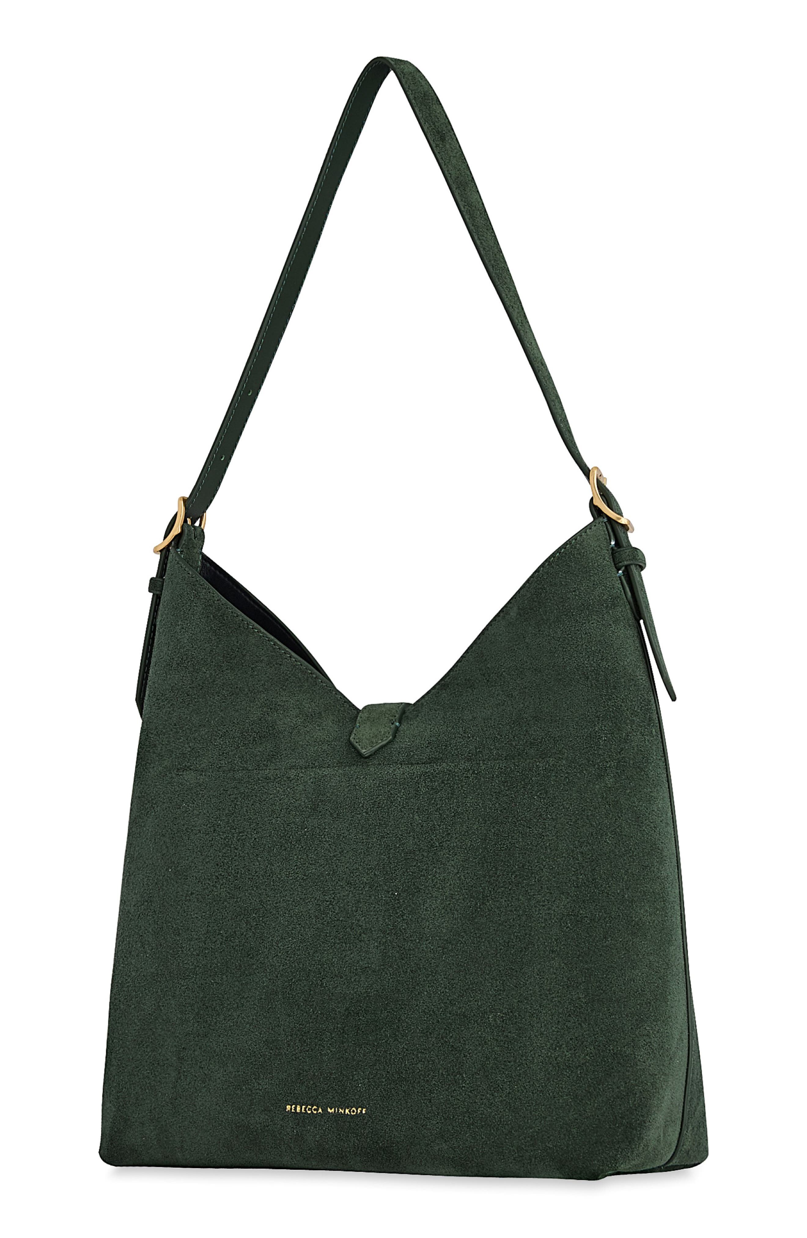 Rebecca Minkoff Mini Megan Leather Hobo Bag, Alternate, color, Veridian