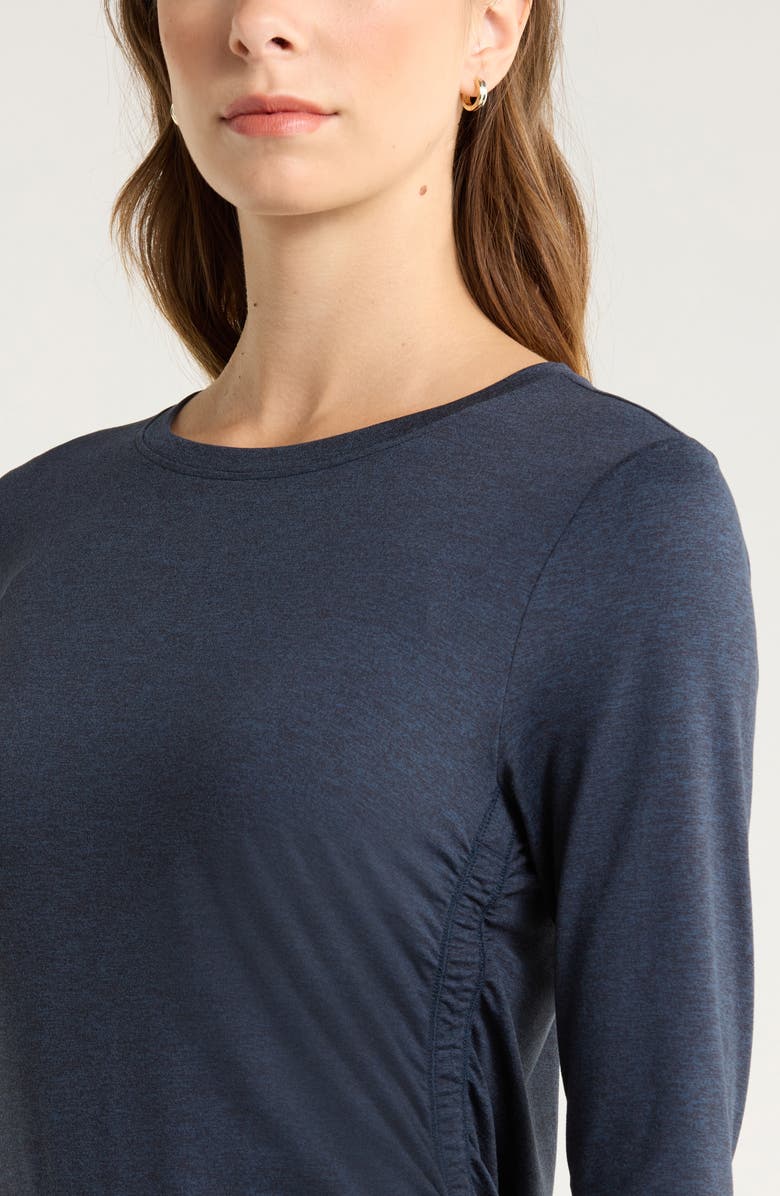 Zella Restore Soft Lite Ruched Long Sleeve T-Shirt, Alternate, color, Navy Sapphire