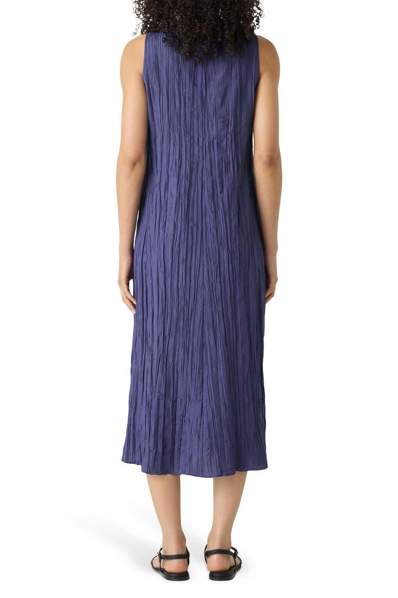 Pleated Silk Midi Dress, Alternate, color, BLUETTE