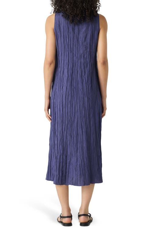 Eileen Fisher Pleated Silk Midi Dress In Bluette