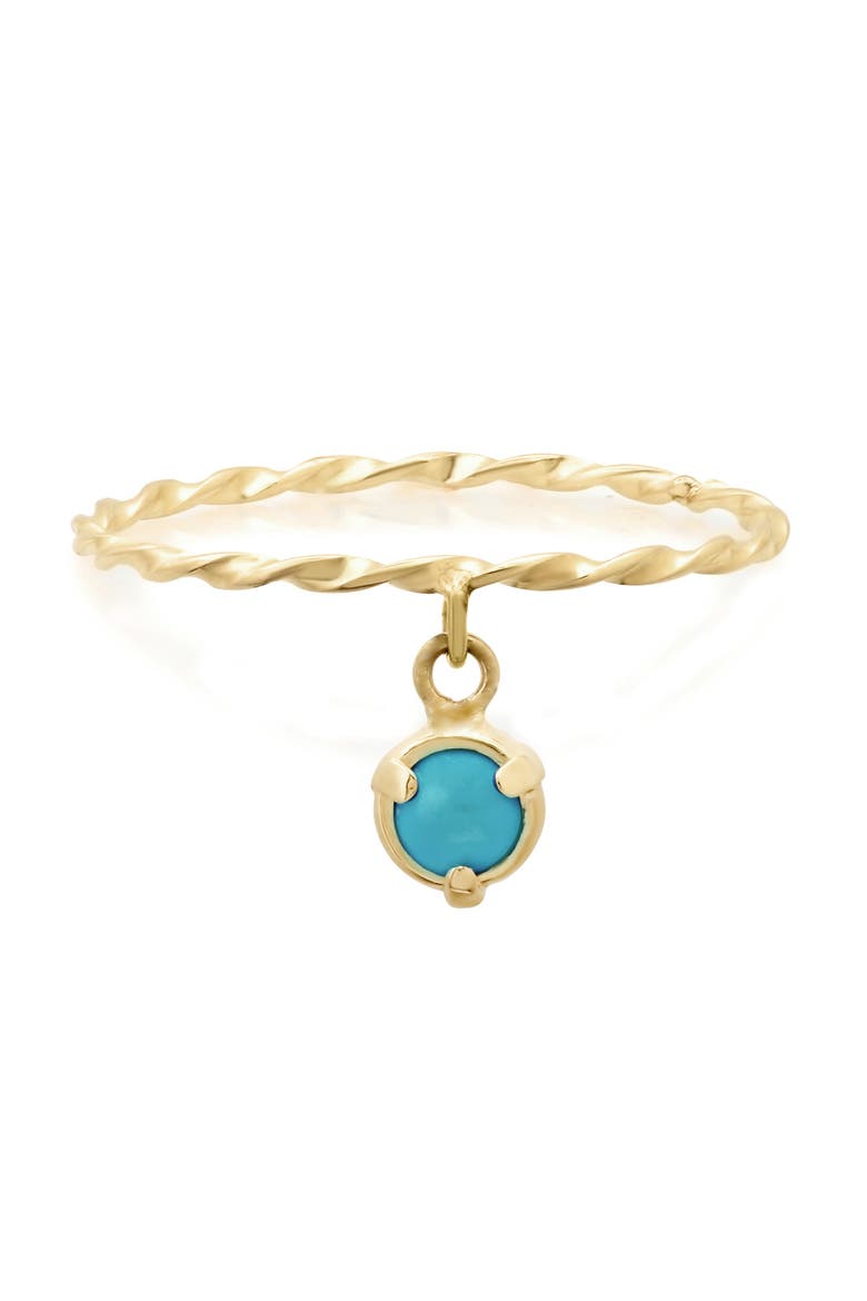 14K Yellow Gold Twisted Double Dangle Stone "Claw" Stack Ring, Main, color, Turquoise
