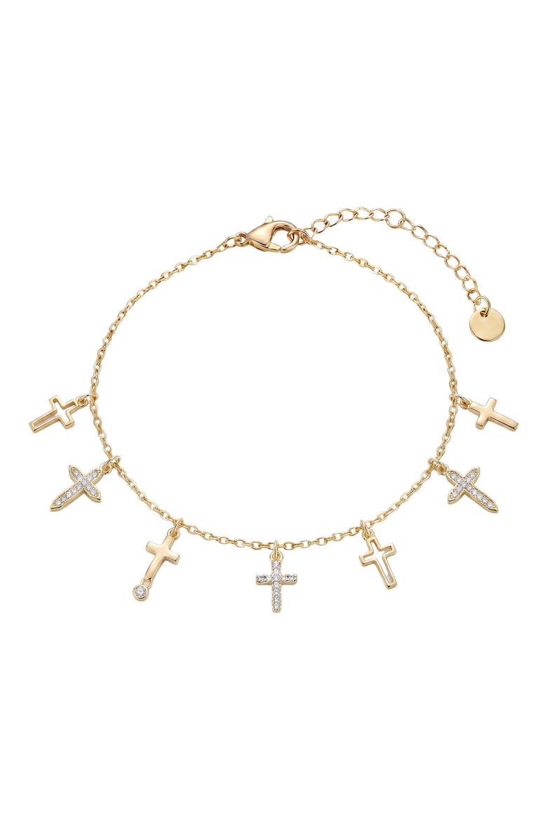 Cross Charm Bracelet, Main, color, GOLD