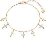 Argento Vivo Sterling Silver Cross Charm Bracelet