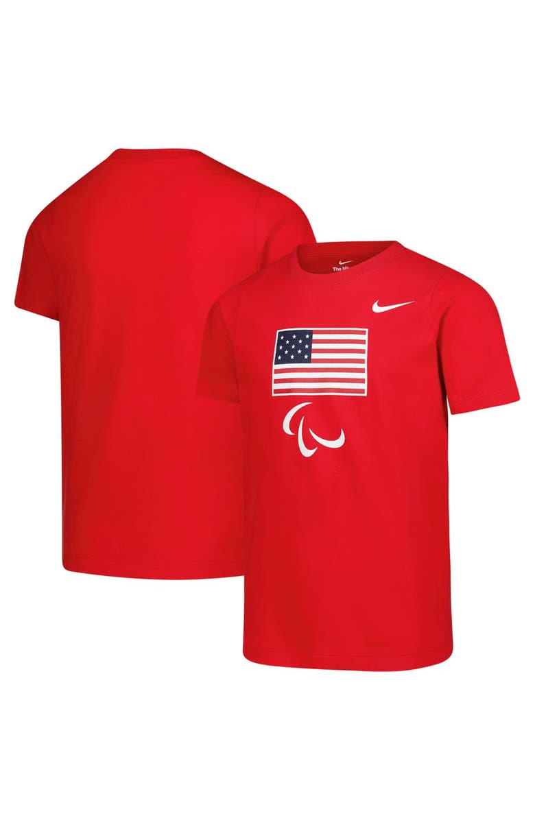 Nike Youth Nike Red U.S. Paralympics Core T-Shirt, Main, color, Red