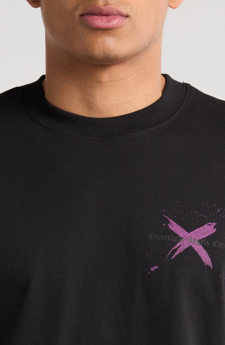 OVERNIGHT ANGELS CREW Pink X Logo Organic Cotton Graphic T-Shirt, Alternate, color, 