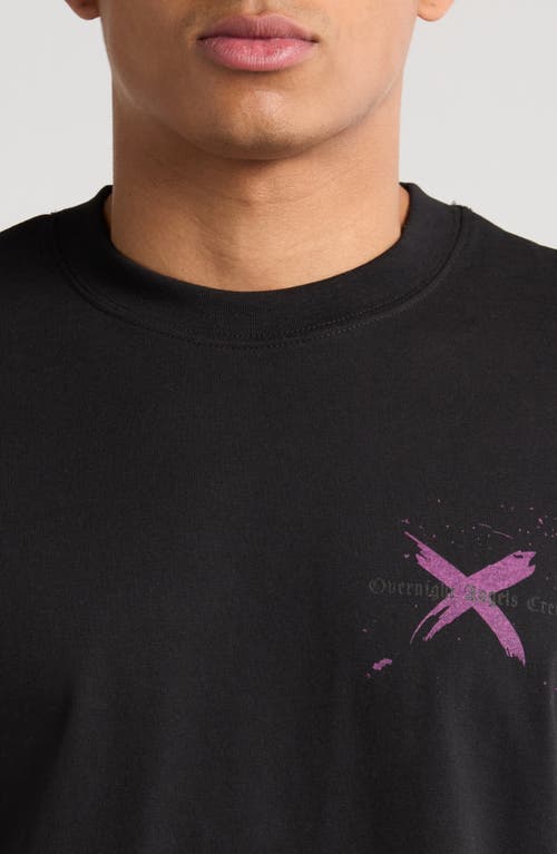 Overnight Angel Crew Pink X Logo Organic Cotton Graphic T-shirt In Black