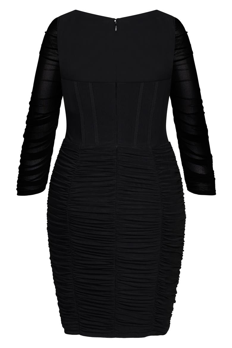 Three-Quarter Sleeve Bustier Minidress, Alternate, color, BLACK