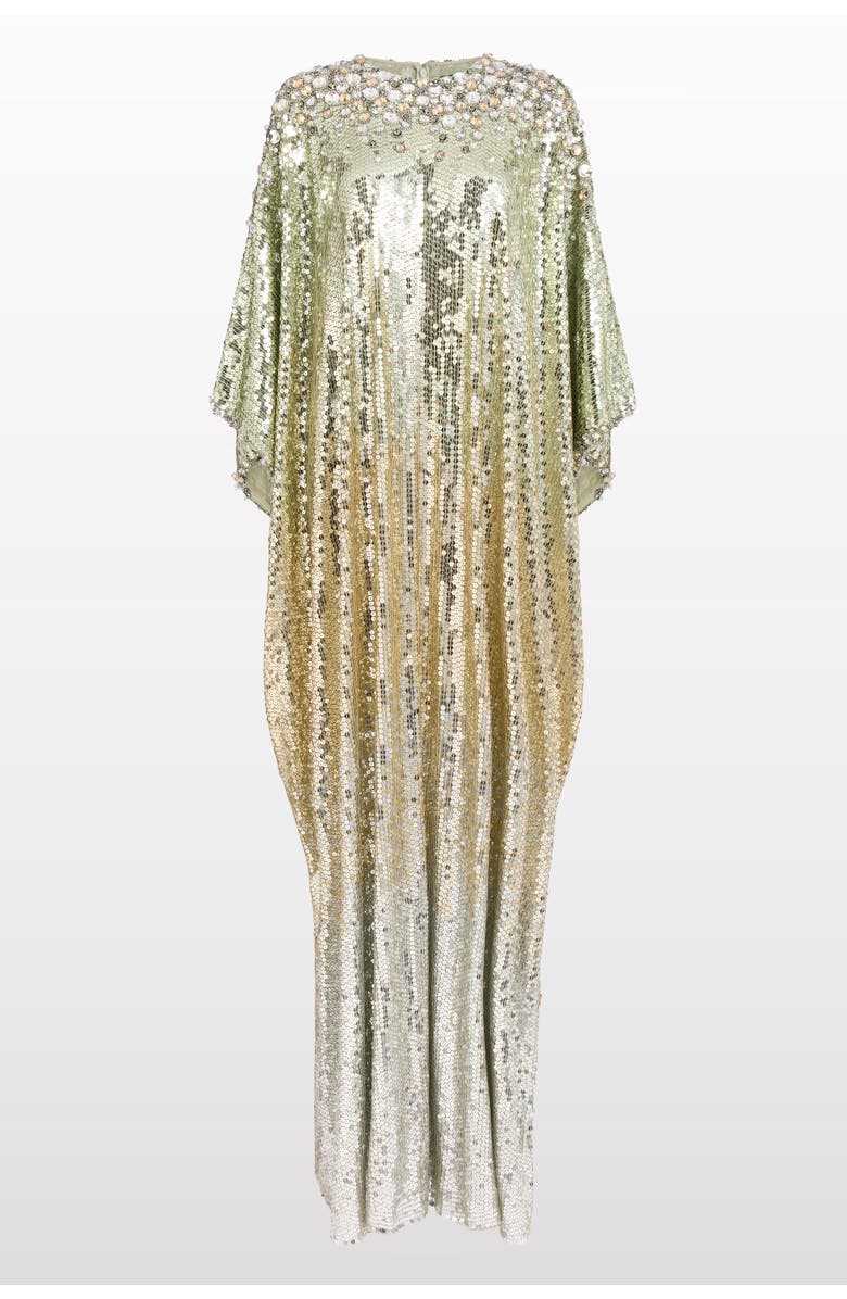 Jenny Packham Fontaine Sequin-Embellished Maxi Dress, Main, color, Marmo Green