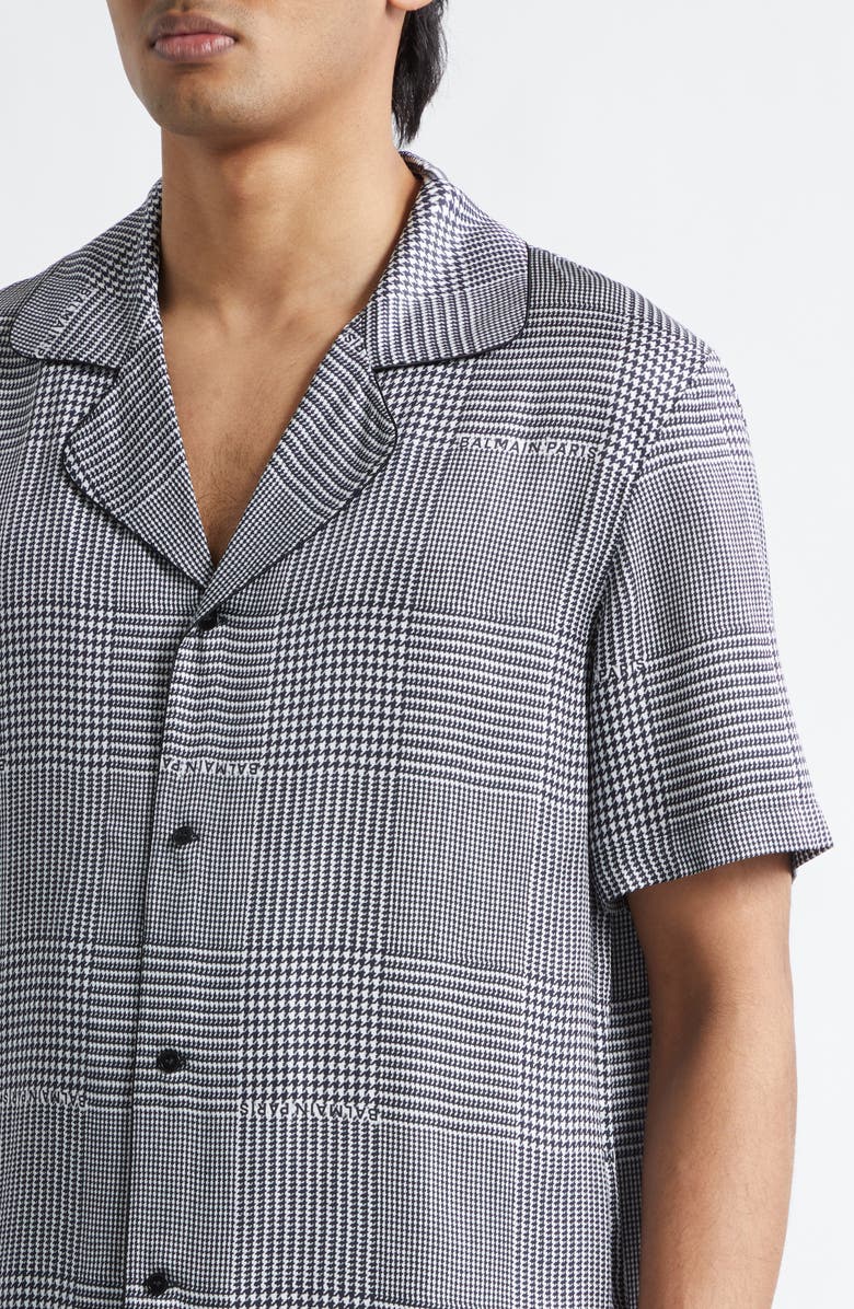 Balmain Prince of Wales Logo Button-Up Shirt, Alternate, color, Eab Blk/ White