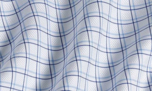 David Donahue Trim Fit Twill Dobby Check Dress Shirt In White/blue