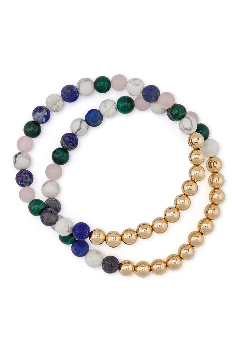 N91 Mental Focus Set of 2 Healer's Bracelets, Alternate, color, YELLOW GOLD