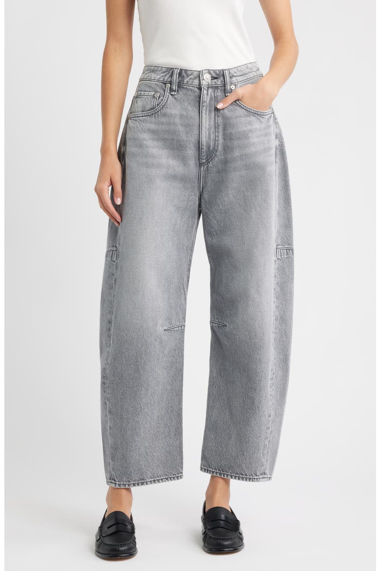 Charlie Super High Waist Ankle Barrel Jeans, Main, color, WASHED GREY